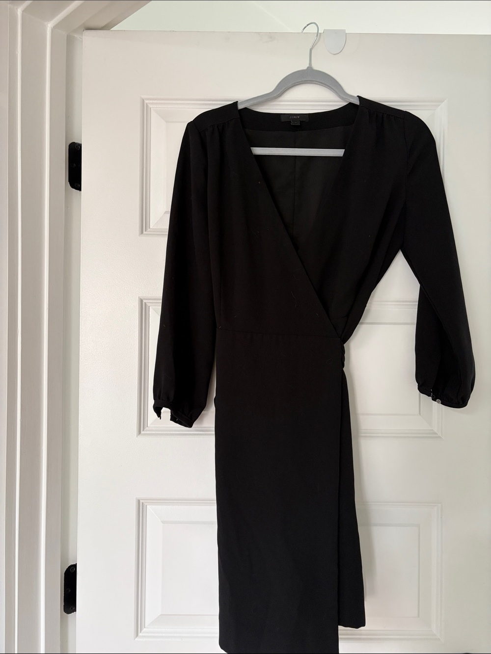 J. Crew Black Wrap Midi Dress